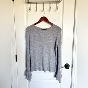 LUCKY BRAND Gray Long Sleeve Flared Cuff Top Womens Size S